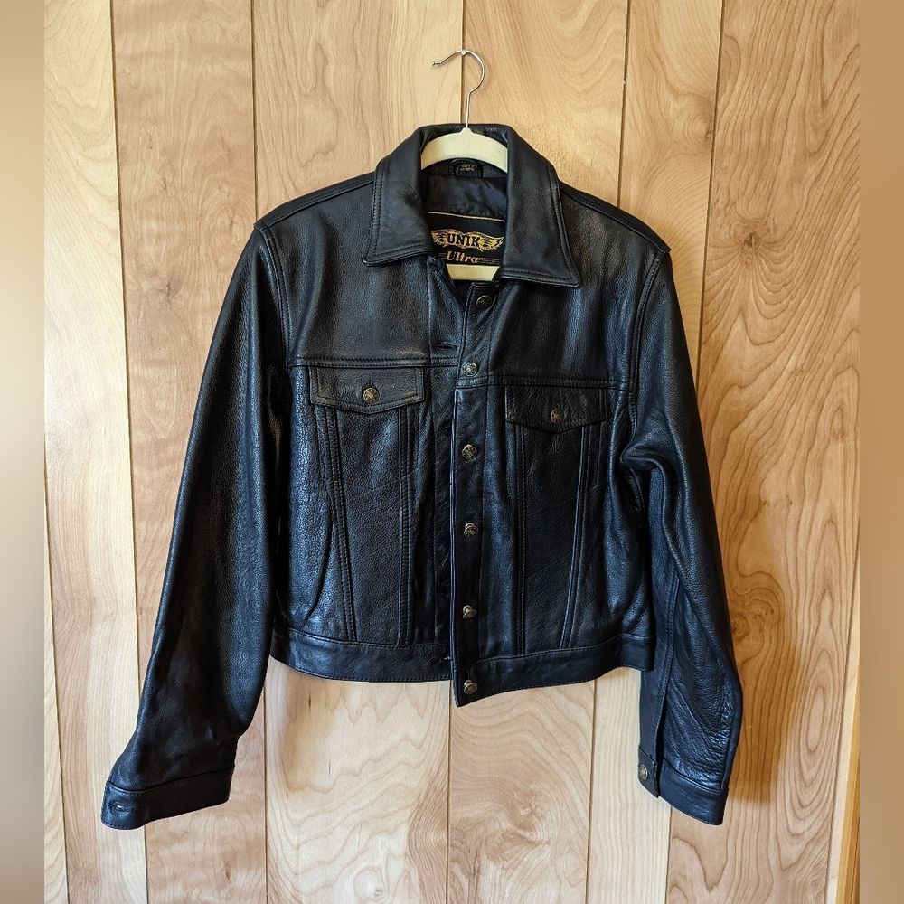 UNIK Coat Ultra Genuine Leather Jacket Black Size Large